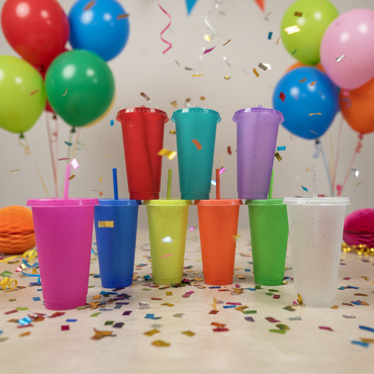 Vaso Popote Grande Glitter - 700 ml