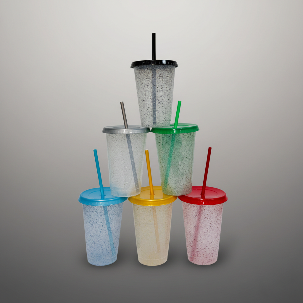 Vaso Popote Chico Glitter - 500 ml