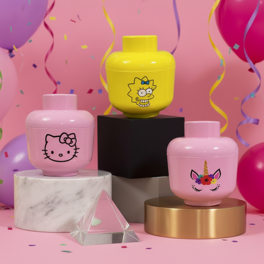 Cabeza tipo Lego Niñas - 17 x 20 cm