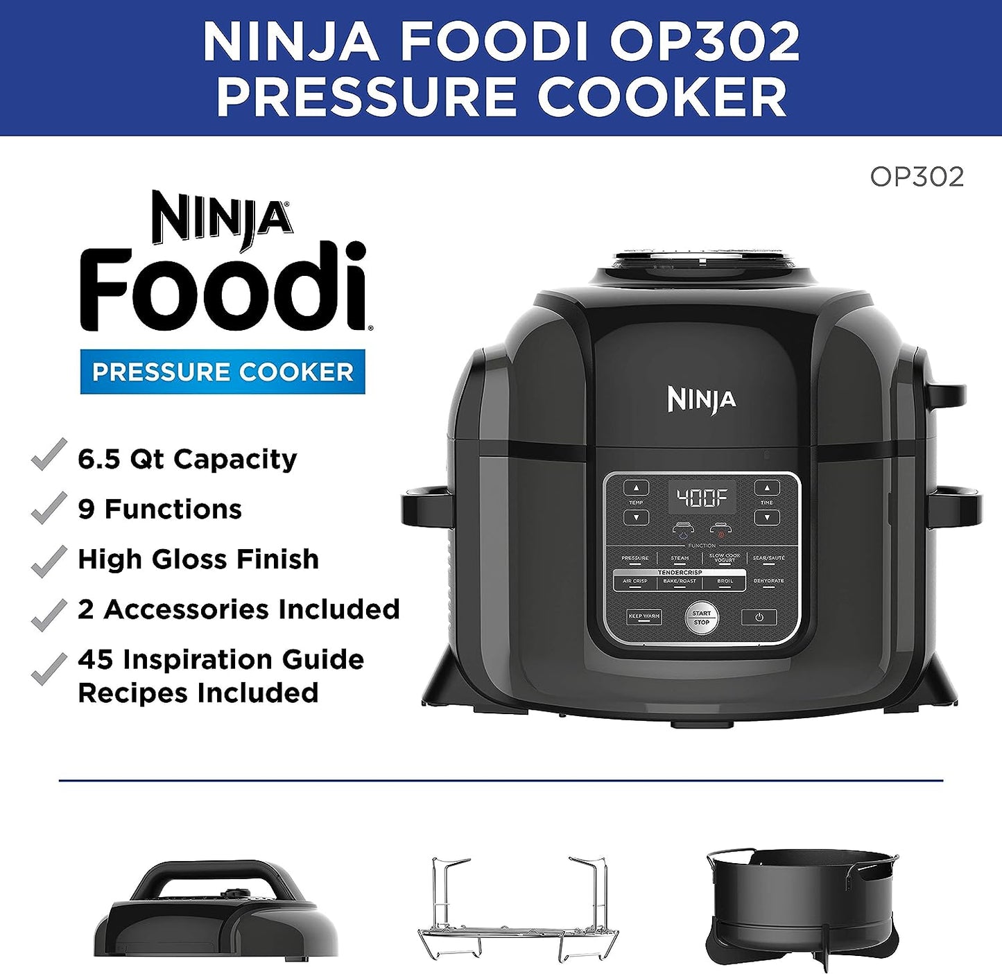 Ninja OP302 - Olla de presión y freidora de aire