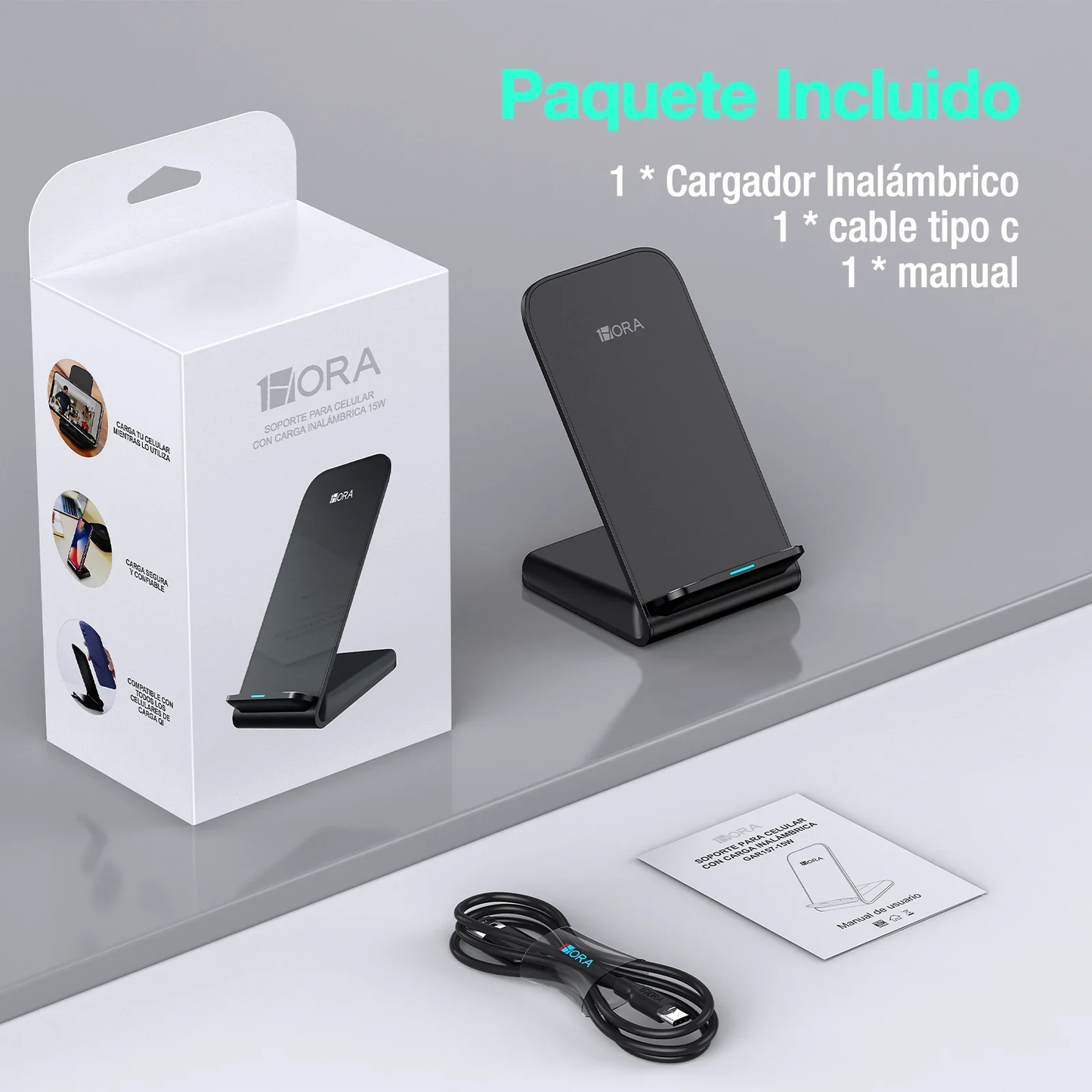 Soporte de Carga Inalámbrica para Celular 15W - 1 Hora