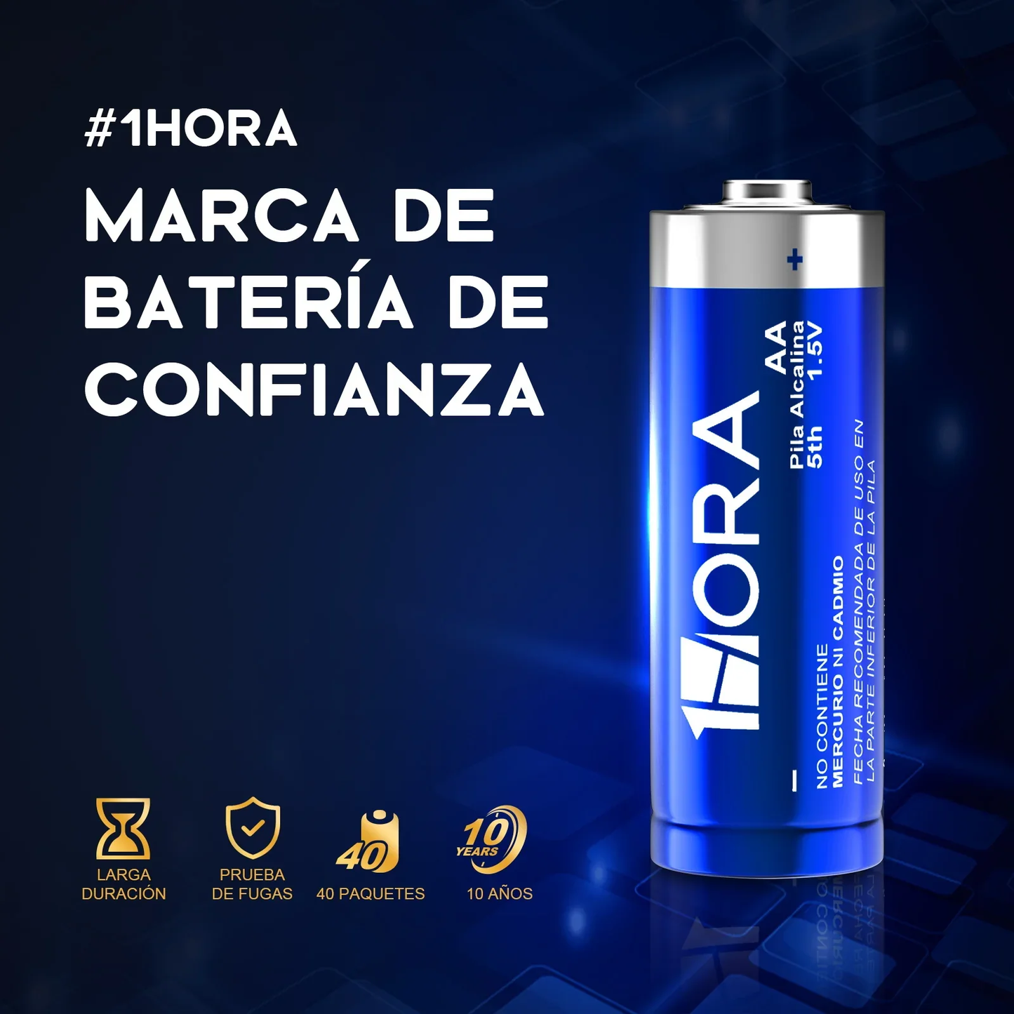 Paquete 4 Baterías Alcalinas AA - 1 Hora