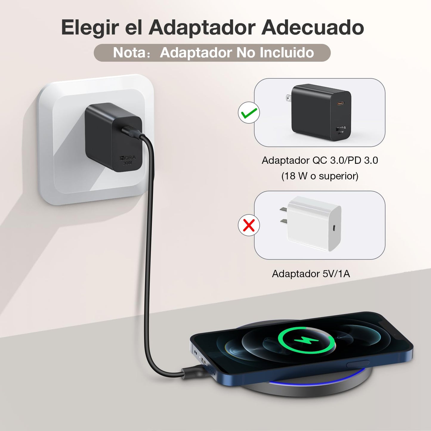 Cargador Inalámbrico 15W - 1 Hora