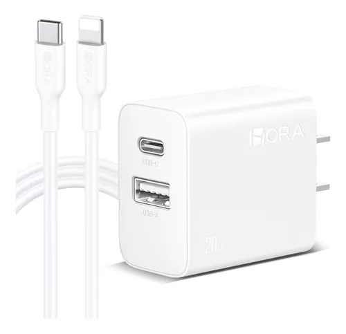 Cargador Doble Puerto USB/C 20W - 1 Hora