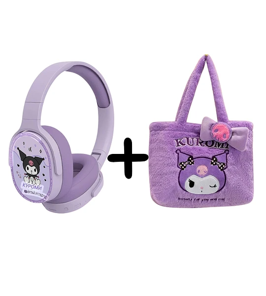 Audifonos Diadema Kuromi KT300 con Bolsa