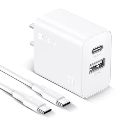 Cargador Doble Puerto USB/C 20W - 1 Hora