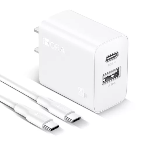 Cargador Doble Puerto USB/C 20W - 1 Hora